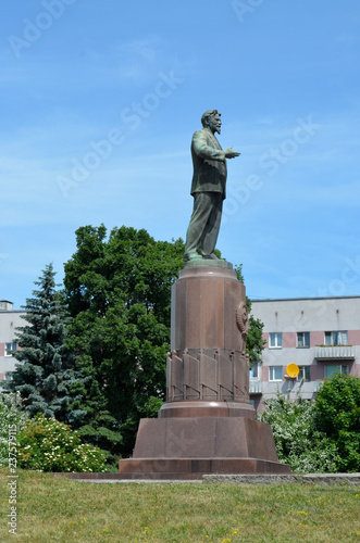 Kalinin monument against the background of the sky. Kaliningrad