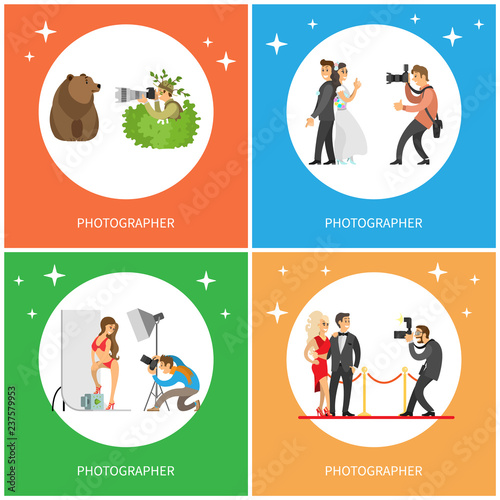 Photographers Taking Picture with Photo Equipment