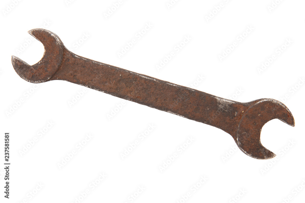 old rusty wrench isolated on white background old rusty wrench isolated on white background