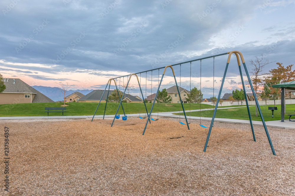 Swing in Saratoga Springs Utah under cloudy sky Swing in Saratoga Springs Utah under cloudy sky
