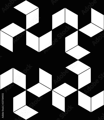 Black and white cube seamless pattern