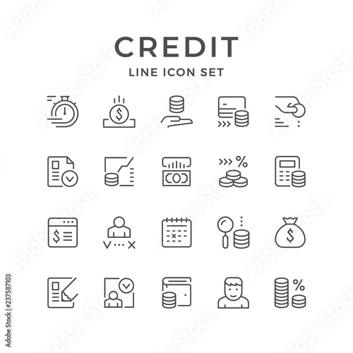 Set line icons of credit