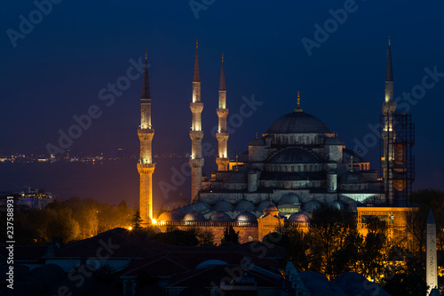The stunning Blu Mosque in Istanbul at sunset