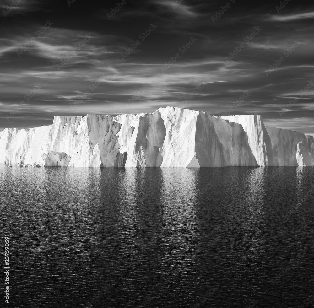 View of iceberg with beautiful transparent sea on background.