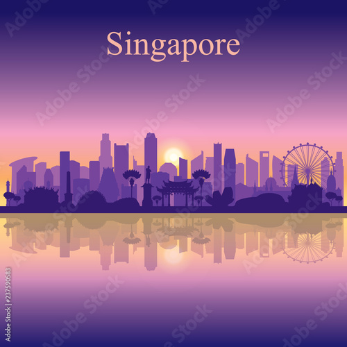 Singapore city skyline silhouette background
