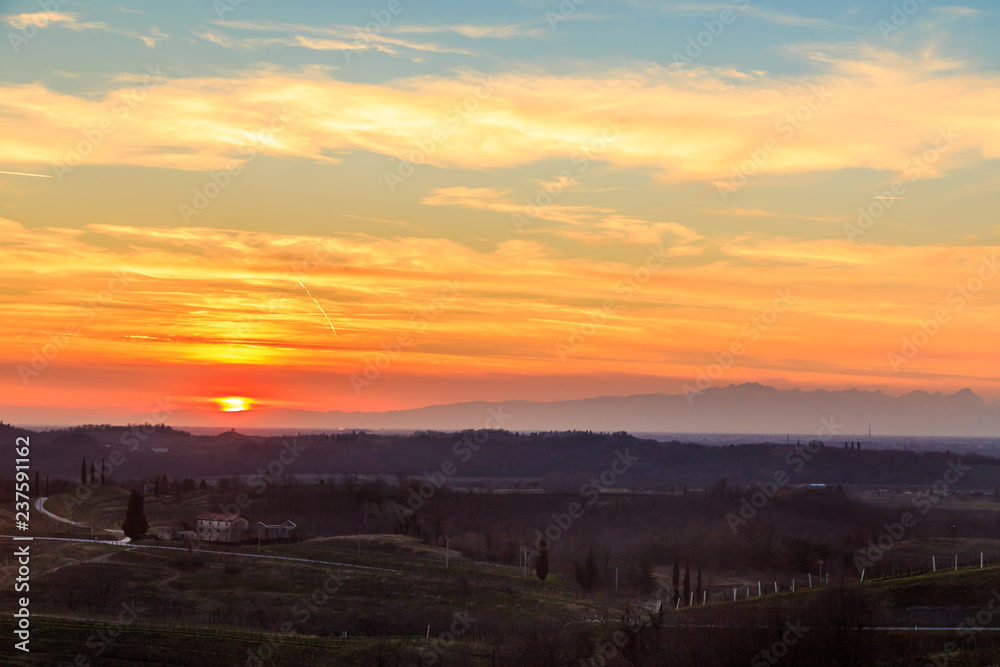 Sunset in the vineyards of Rosazzo