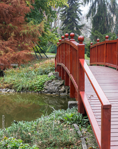 Small Red Wooden Bridge