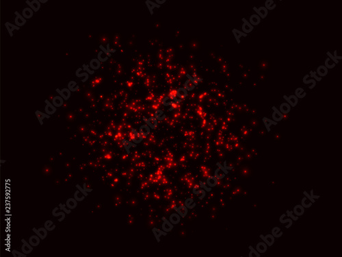 A cluster of glowing lights of different sizes. Starlight. The city lights at night. On black background. Vector