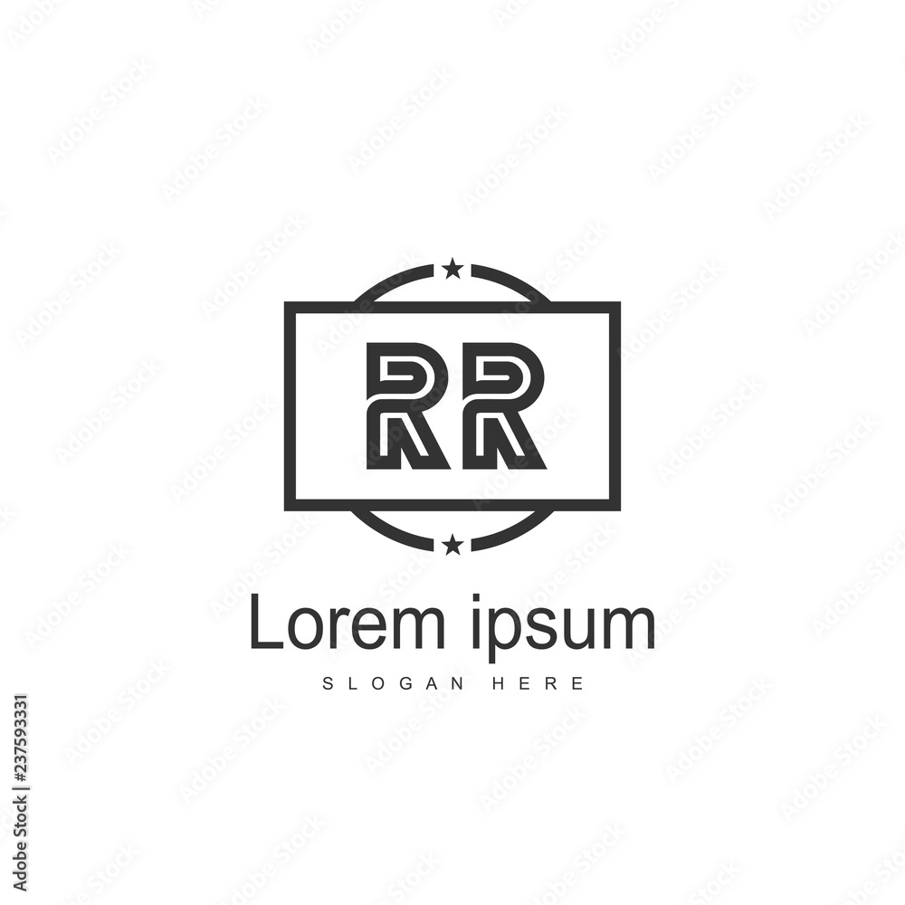 Initial RR Logo Template. Minimalist letter logo design