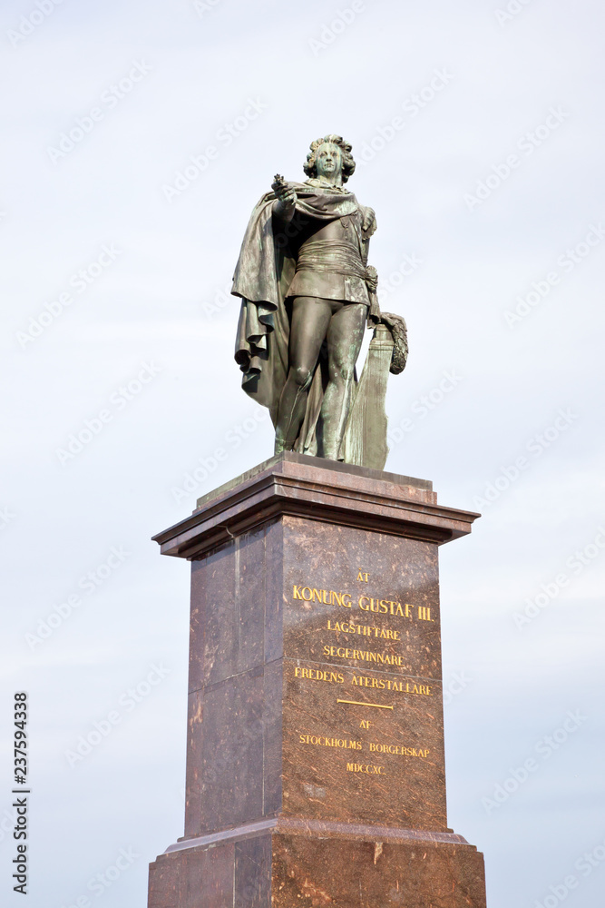 Monument to the Swedish king Gustav III in the city of Stockholm