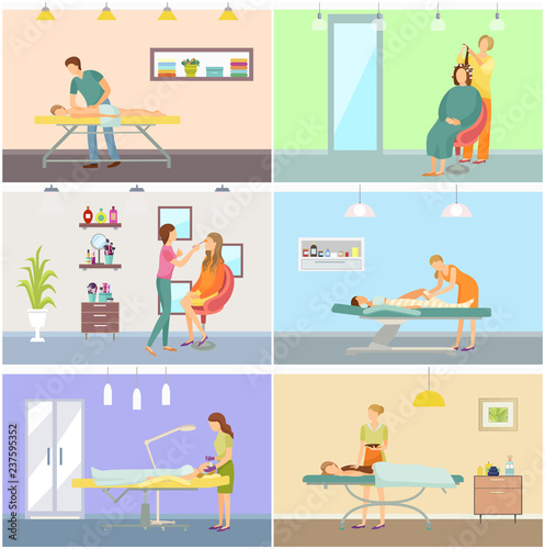 Visage Makeup and Massage Masseur Styling Vector