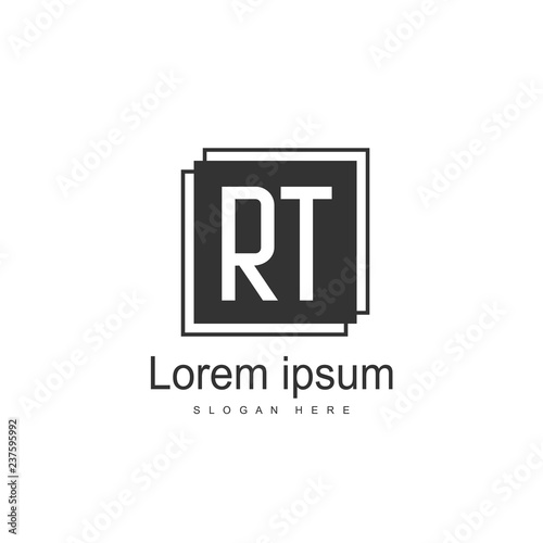 Initial RT Logo Template. Minimalist letter logo design