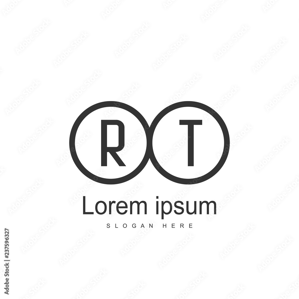 Initial RT Logo Template. Minimalist letter logo design