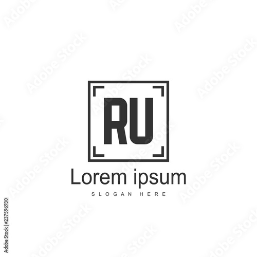 Initial RU Logo Template. Minimalist letter logo design