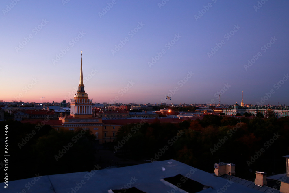 Naklejka premium St. Isaac's Cathedral in the center of St. Petersburg in Russia. Orthodox Cathedral in the classical style. Cultural landmark of the Russian Empire. Travel to the north of Europe.