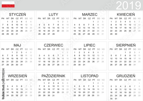 Kalendarz 2019 język polski PL