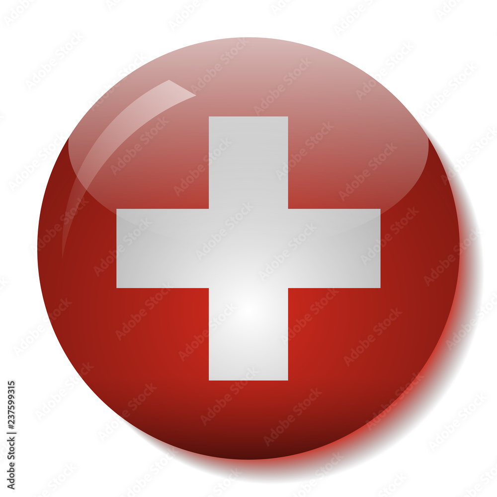 Swiss flag glass button vector illustration Swiss flag glass button vector illustration