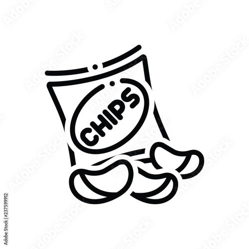Black line icon for potato chips