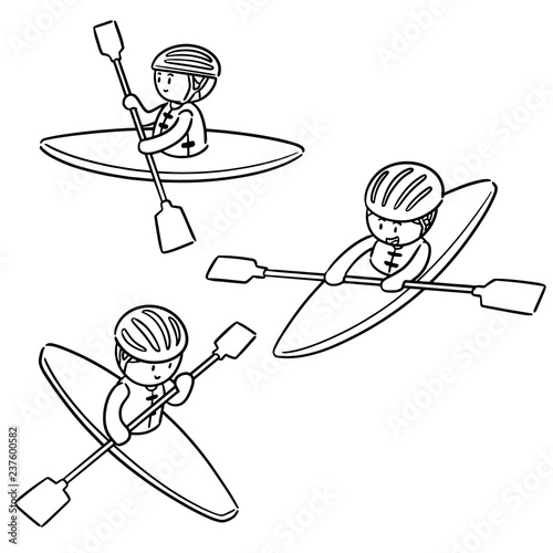 vector set of kayak