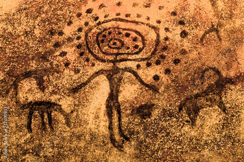 the image of an ancient man on the wall of the cave. ancient history, archaeology.