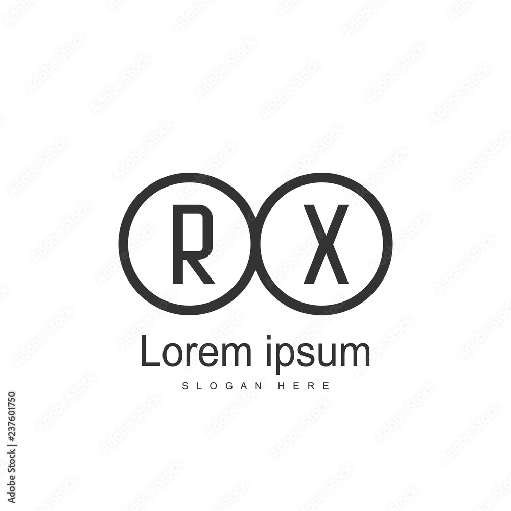 Initial RX Logo Template. Minimalist letter logo design