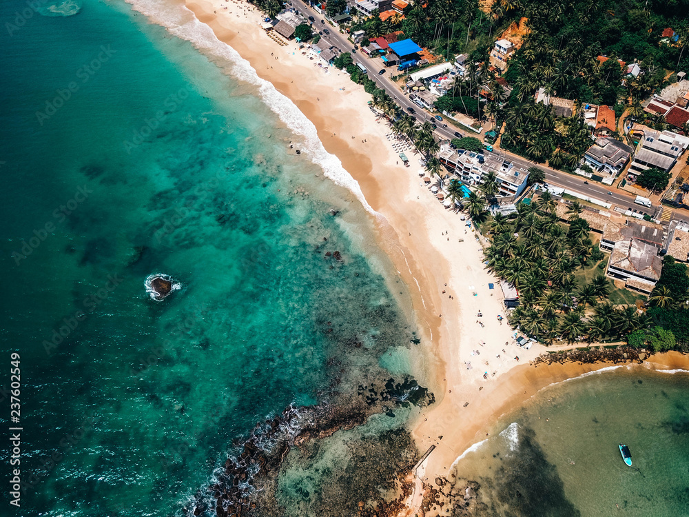 Mirissa beach, Sri Lanka, aerial view, Indian ocean