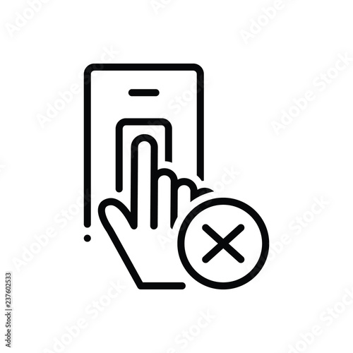 Black line icon for rejected, refused