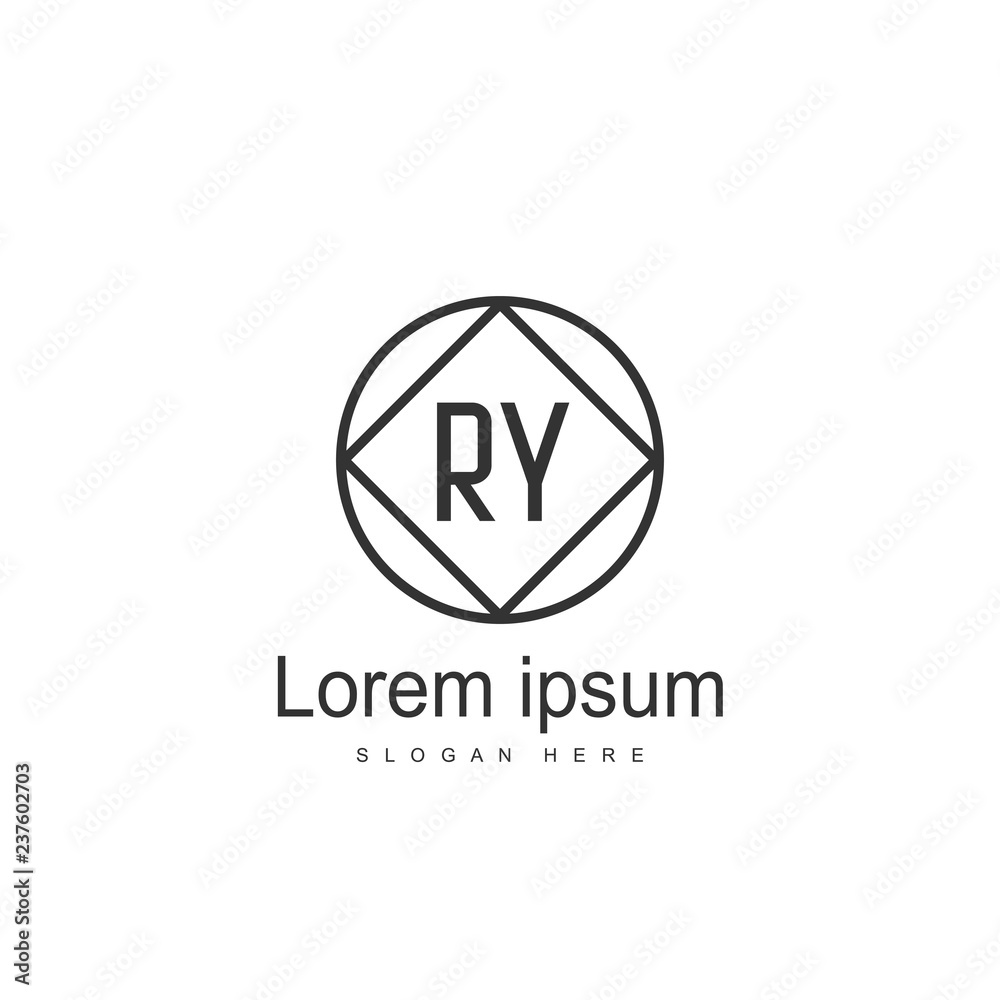 Initial RY Logo Template. Minimalist letter logo design