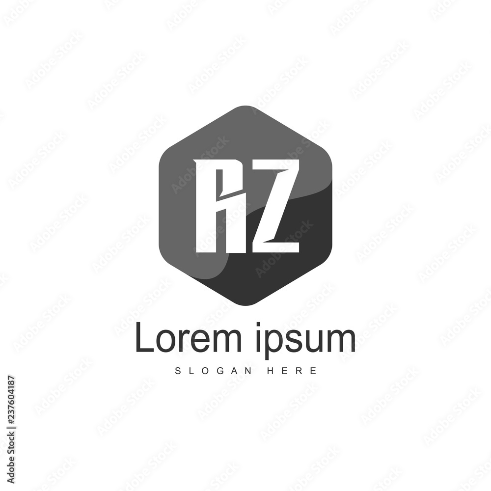 Initial RZ Logo Template. Minimalist letter logo design