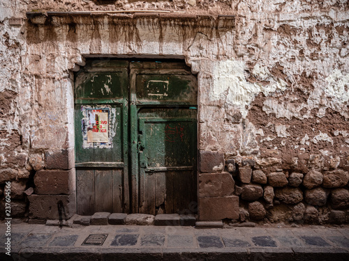 Vintage abandoned door in Cuzco Peru