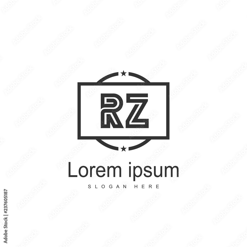 Initial RZ Logo Template. Minimalist letter logo design