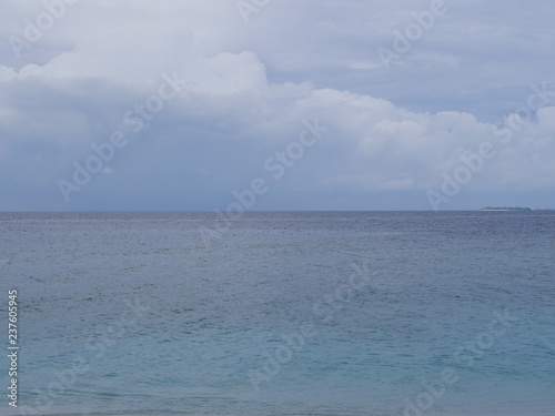 Beautiful Cumulus clouds over the ocean in Maldives