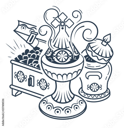 black  white traditional Magi offerings