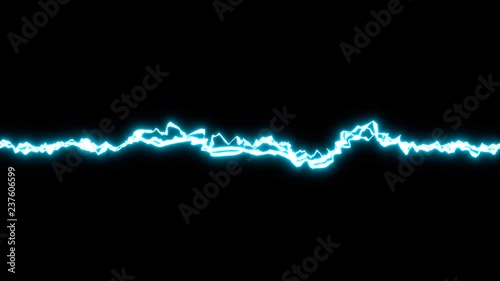 3d rendered looped video of light blue electricity arch discharge with beautiful glare effect on black background