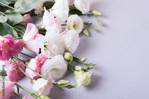 Flower background with copy space. Lisianthus, eustoma.