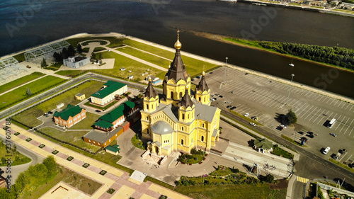 NIZHNY NOVGOROD, RUSSIA - JUNE 09, 2018: Aerial drone image of Alexander Nevsky Cathedral photo