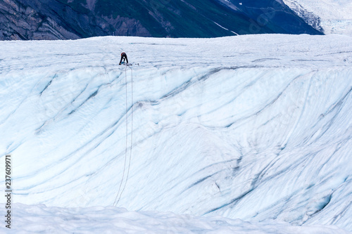 Landscape view of a glacier at Wrangell-St. Elias National Park in Alaska. photo