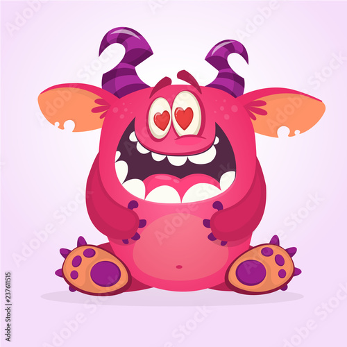 Funny St. Valentine's monster cupid postcard illustration. Monster in love