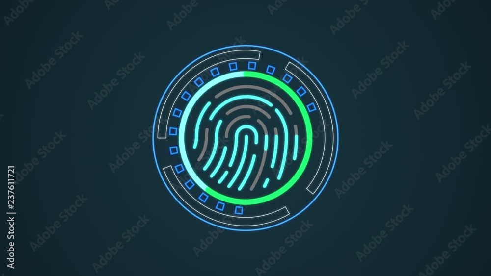 futuristic interface with fingerprint scanner - alpha mask