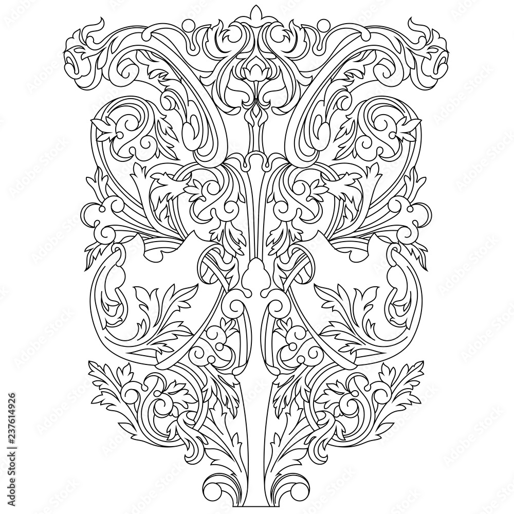 Fototapeta premium Vintage baroque ornament, corner. Retro pattern antique style acanthus.