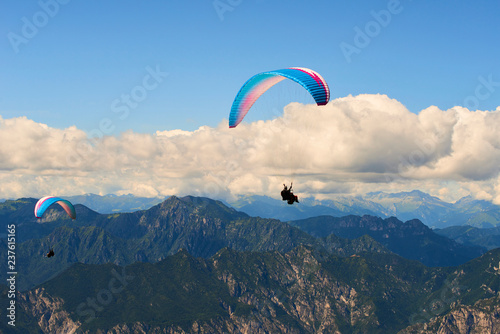 Paragliding over lake Garda in Italy