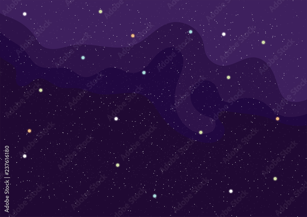 Fototapeta premium Vector background with space and stars. Vector illustration.