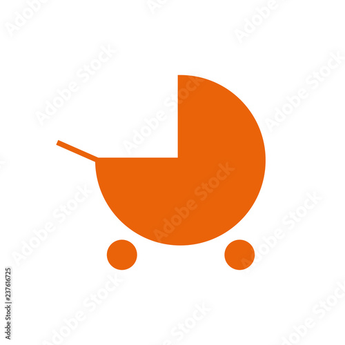 Kinderwagen - Icon, Symbol, Piktogramm, grafisches Element - orange - Vektor