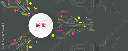 Abstract technology concept. Circuit board, high computer color background. Vector illustration