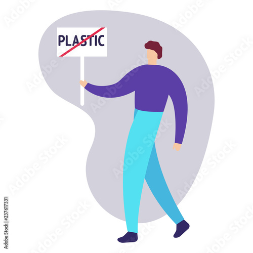 Man protest hand banner icon. Simple illustration of man protest hand banner vector