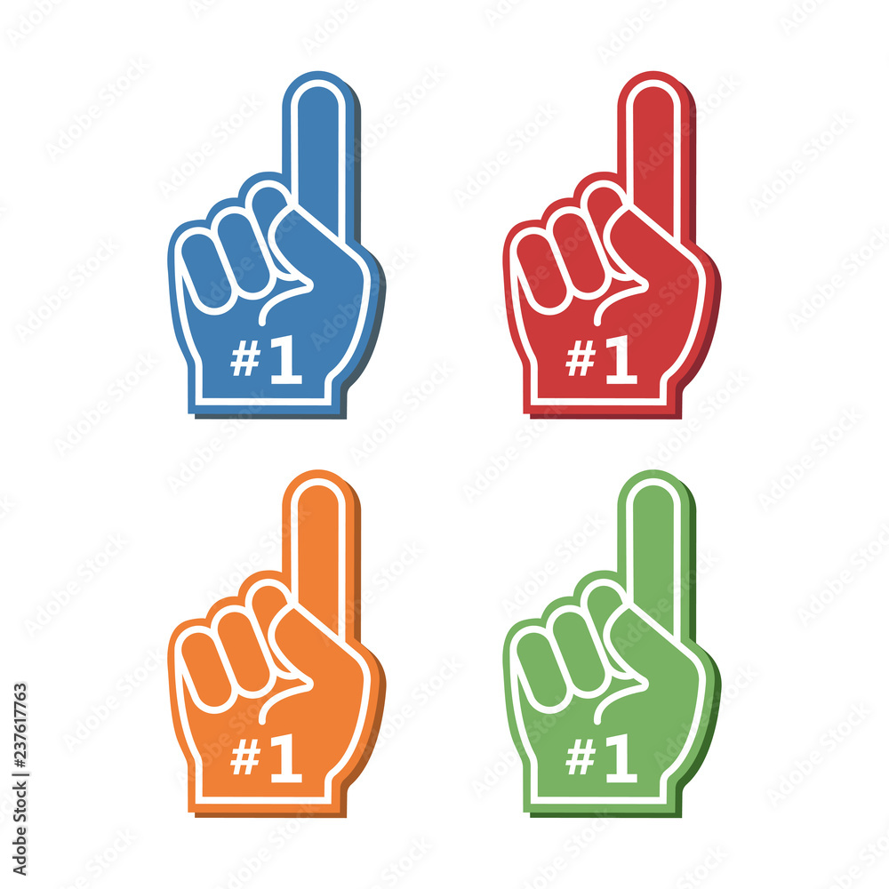 Icon fan logo hand with finger up. Hand up with number 1. Fan arm glove