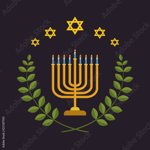 happy hanukkah card with chandelier
