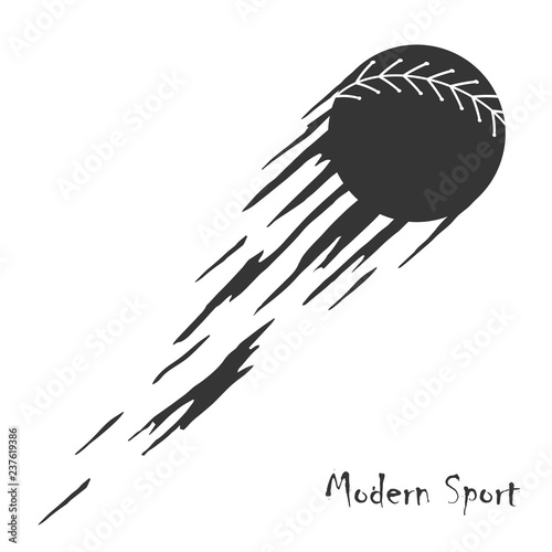 Modern style baseball vector sign with softball in motion.