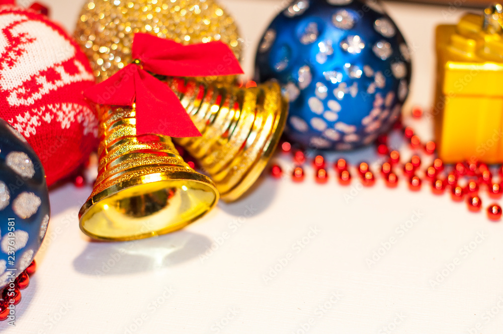  beautiful toys on the Christmas tree, balls on the Christmas tree, closeup