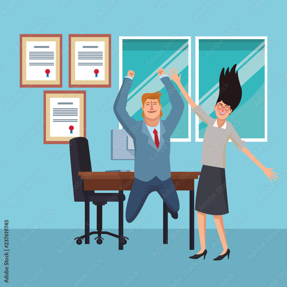Happy business workers Happy business workers